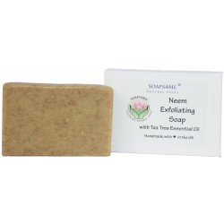 SOAPS4ME Neem Exfoliating Handmade Natural Soap | with Neem oil, Neem stick & leaf powder and Tea Tree Essential Oil | 100g