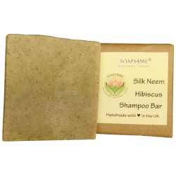 SOAPS4ME Handmade Silk Neem Hibiscus Shampoo Bar | with Sandalwood Essential Oil | Tussah Silk | Shea Butter