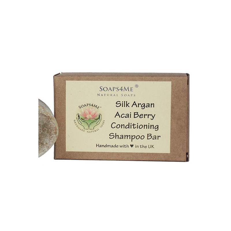 SOAPS4ME Handmade Silk Argan Acai Berry Conditioning Shampoo Bar | with Shea Butter | Tea Tree & Grapefruit Oils
