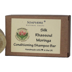 SOAPS4ME Handmade Silk Rhassoul Moringa Conditioning Shampoo Bar | with Almond Oil | Peppermint & Lemongrass