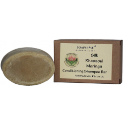 SOAPS4ME Handmade Silk Rhassoul Moringa Conditioning Shampoo Bar | with Almond Oil | Peppermint & Lemongrass