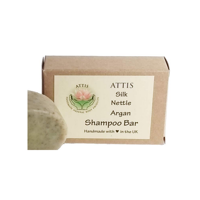 SOAPS4ME Handmade Silk Nettle Argan Shampoo Bar | with Calcium Bentonite Clay | Tea Tree & Carrot Seed Essential Oils