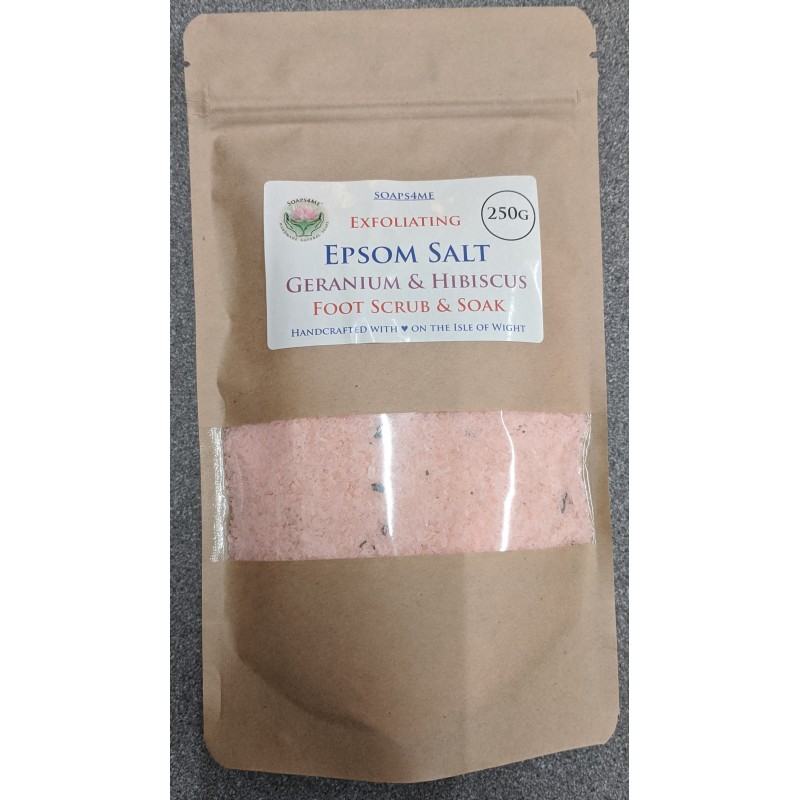 SOAPS4ME Exfoliating Epsom Salt Geranium & Hibiscus Foot Scrub & Soak 250 GRAM